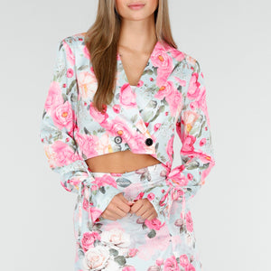 SALE30 Gebloemde Blazer Set met Stretch Rok
