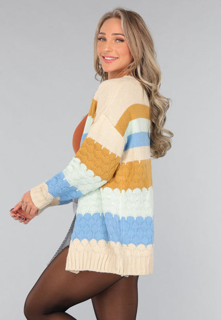 SALE30 Gebreid Multicolor Cardigan Vest