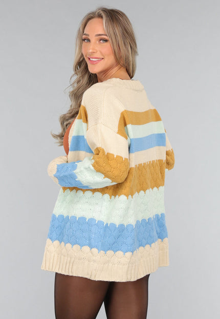 SALE30 Gebreid Multicolor Cardigan Vest