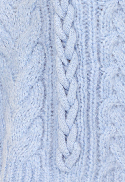 SALE30 Gebreide Trui met Vlecht Detail in Lichtblauw