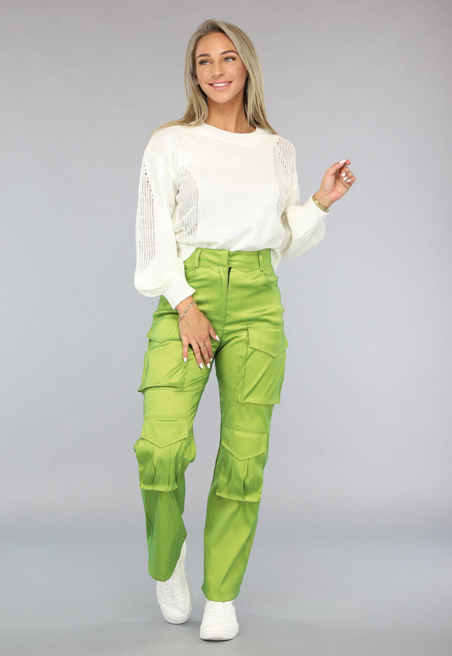 SALE30 Gebroken Witte Trui met Gescheurde Look