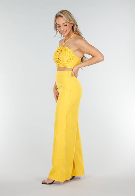 SALE30 Gele Halter Set met Wijde Broek