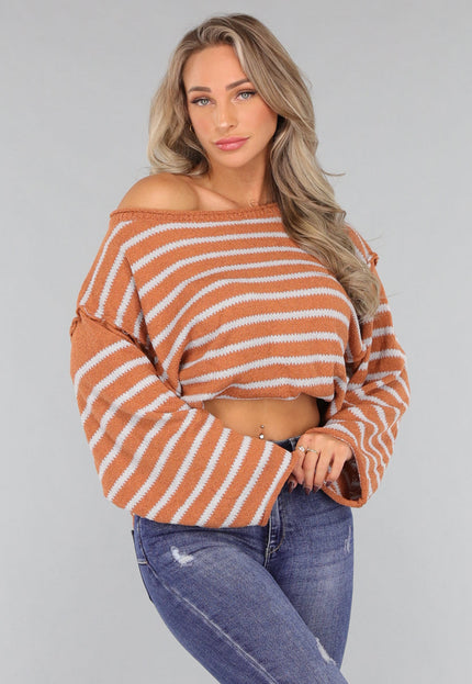 SALE30 Gestreepte Camel Trui