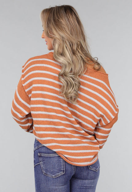 SALE30 Gestreepte Camel Trui