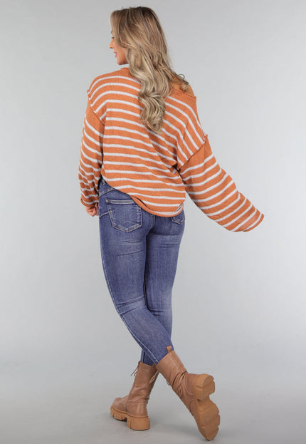 SALE30 Gestreepte Camel Trui