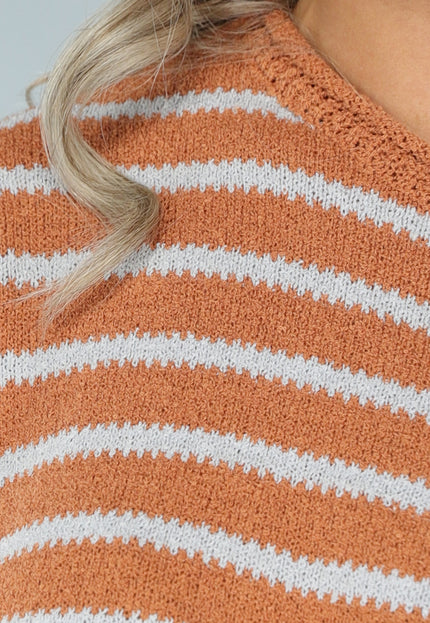 SALE30 Gestreepte Camel Trui