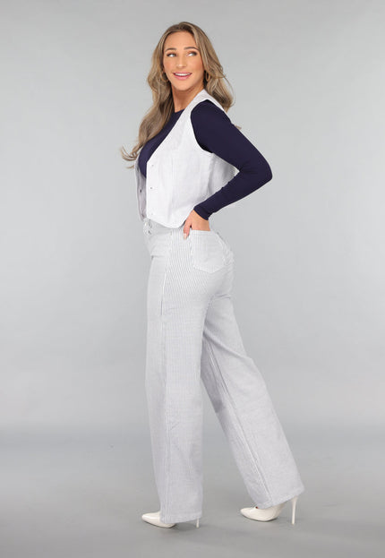 SALE30 Gestreepte Gilet Top met Knopen