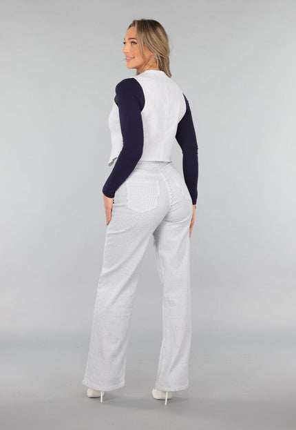 SALE30 Gestreepte Gilet Top met Knopen