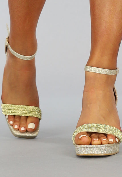 SALE30 Gouden Glam Sandaletten met Strass