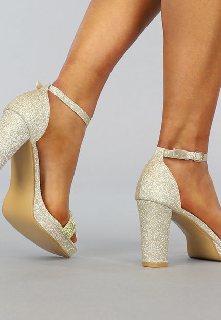 SALE30 Gouden Glam Sandaletten met Strass
