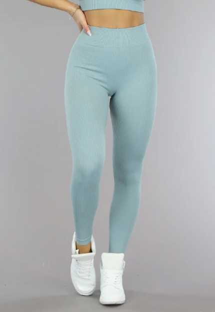 SALE30 Grijs Blauwe Grove Rib Sport Legging