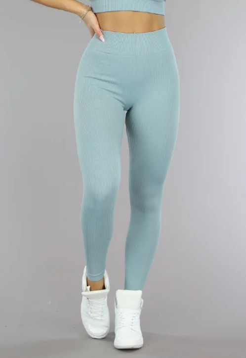 SALE30 Grijs Blauwe Grove Rib Sport Legging