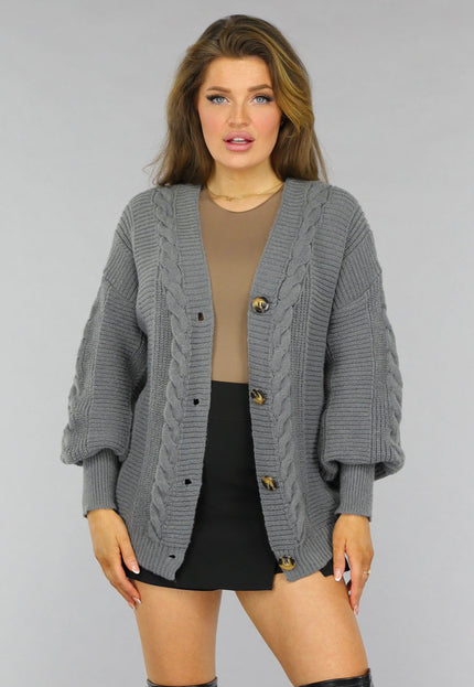 SALE30 Grijs Oversized Gebreid Vest