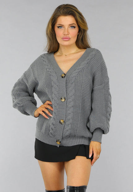 SALE30 Grijs Oversized Gebreid Vest