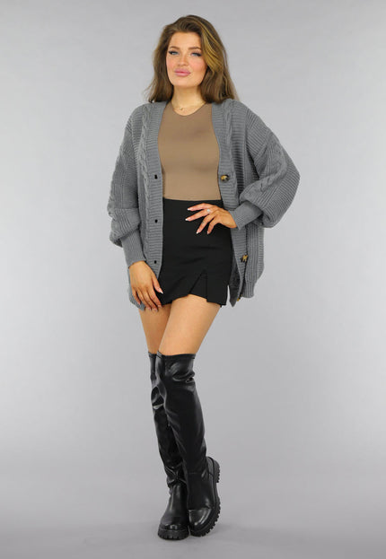 SALE30 Grijs Oversized Gebreid Vest