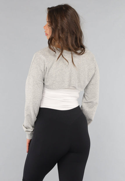 SALE30 Grijze Cropped Trui met Overslag Look