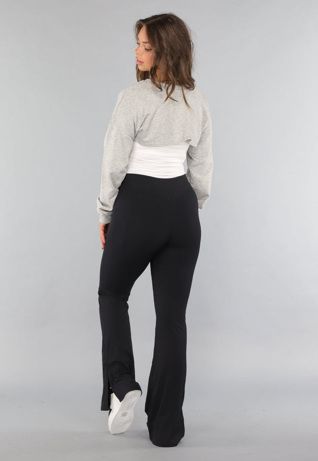 SALE30 Grijze Cropped Trui met Overslag Look