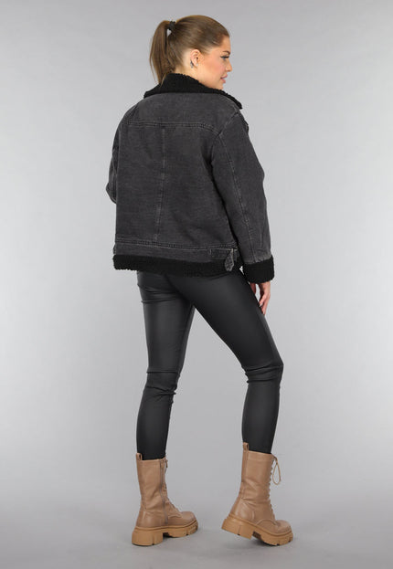 SALE30 Grijze Denim Lammy Coat met Gesp Details