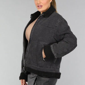 SALE30 Grijze Denim Teddy Tussenjas