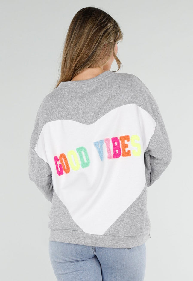 SALE30 Grijze Good Vibes Sweater