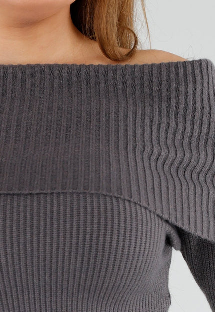 SALE30 Grijze Off Shoulder Trui