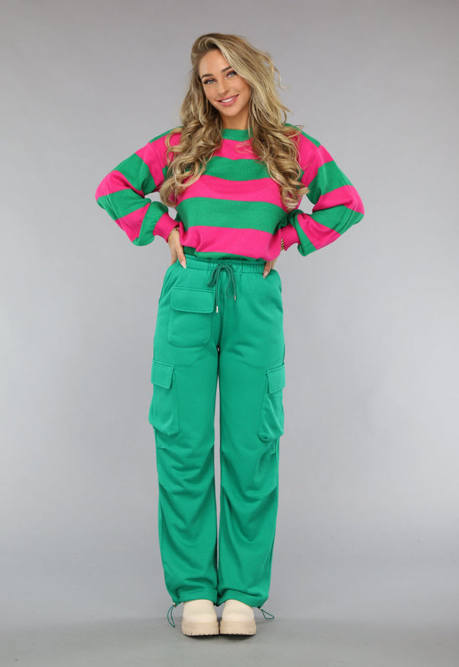 SALE30 Groene Cargo Jogger met Stretch