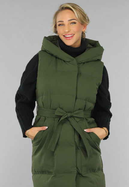 SALE30 Groene Lange Gewatteerde Bodywarmer