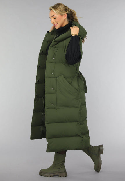SALE30 Groene Lange Gewatteerde Bodywarmer