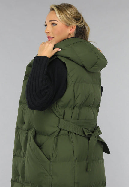 SALE30 Groene Lange Gewatteerde Bodywarmer