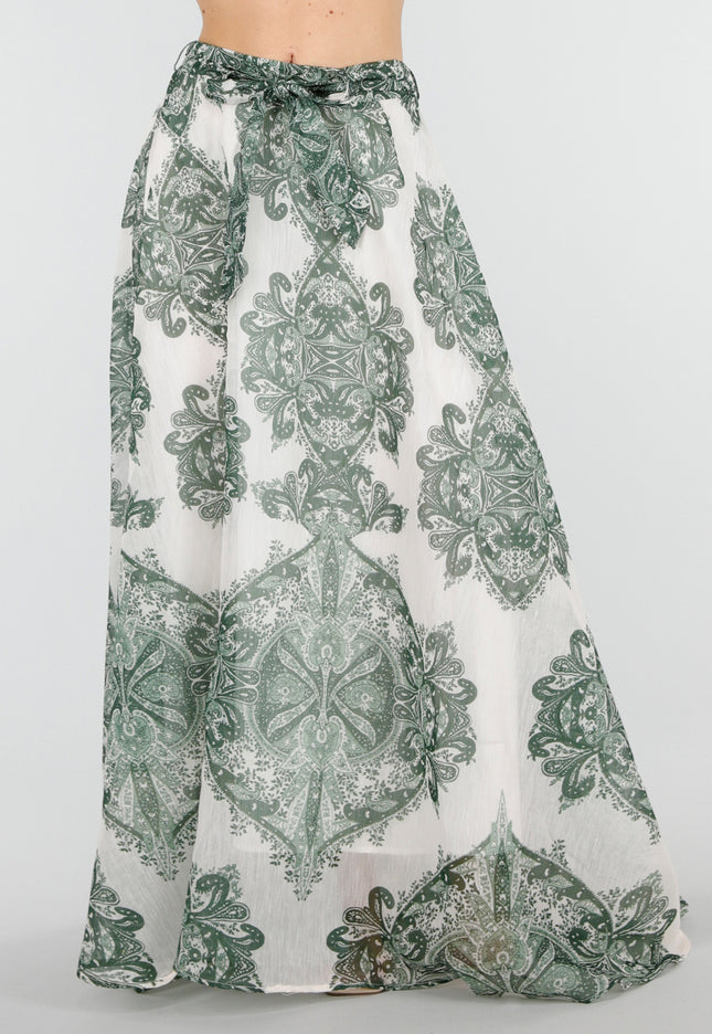 SALE30 Groene Maxi Rok met Print