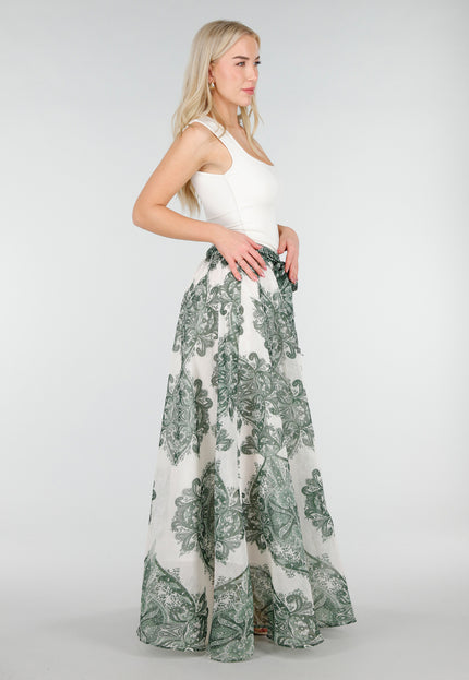 SALE30 Groene Maxi Rok met Print