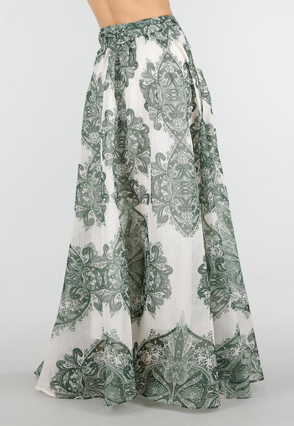 SALE30 Groene Maxi Rok met Print