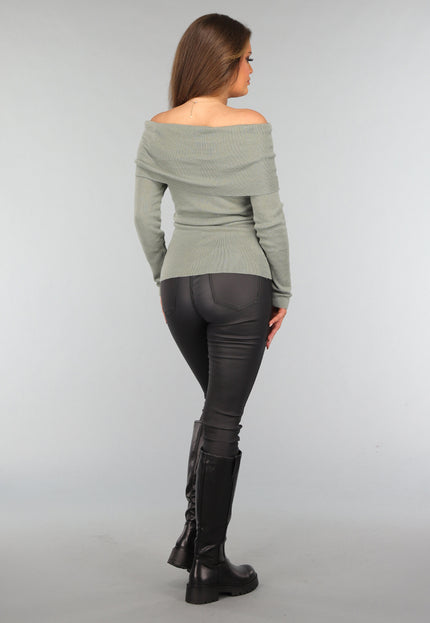 SALE30 Groene Top met Omgeslagen Hals