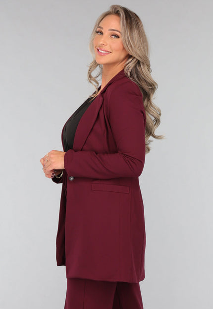 SALE30 Halflange Burgundy Blazer met Stretch