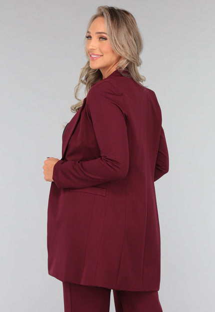 SALE30 Halflange Burgundy Blazer met Stretch