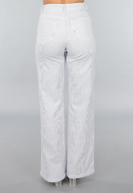 SALE30 High Rise Straight Leg Jeans met Streeppatroon