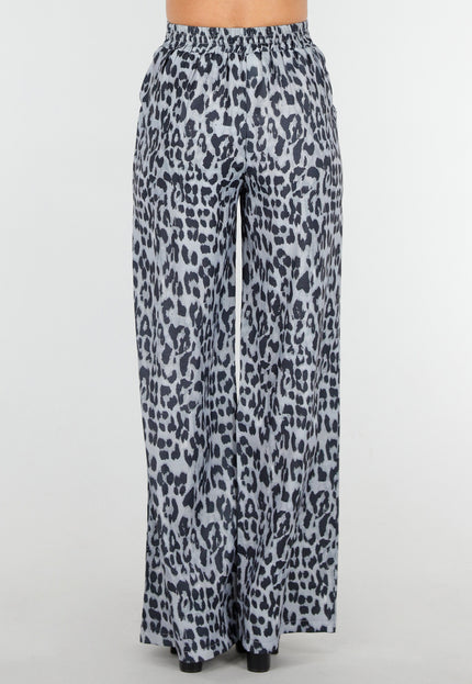 SALE30 High Waist Leopard Print Broek met Linnenlook