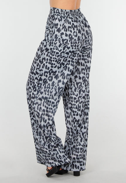 SALE30 High Waist Leopard Print Broek met Linnenlook