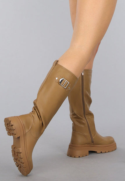 SALE30 Hoge Camel Laarzen met Zilveren Details