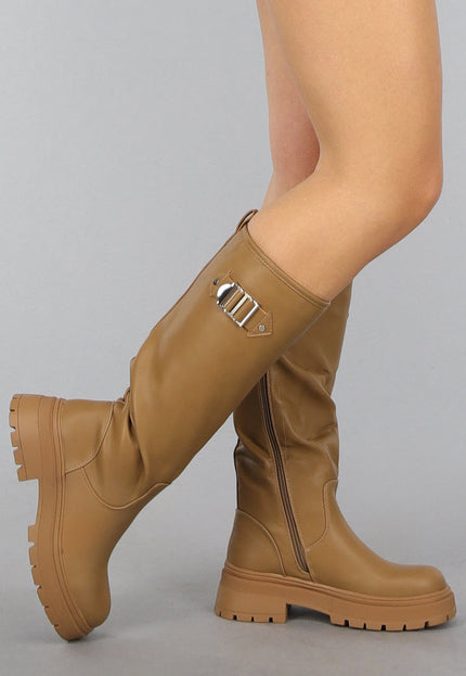 SALE30 Hoge Camel Laarzen met Zilveren Details