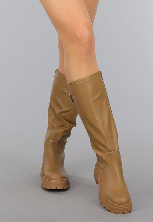 SALE30 Hoge Camel Laarzen met Zilveren Details
