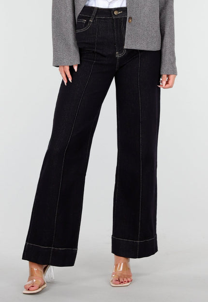 SALE30 Hoge Taille Jeans in Donkerblauw Stretch Denim