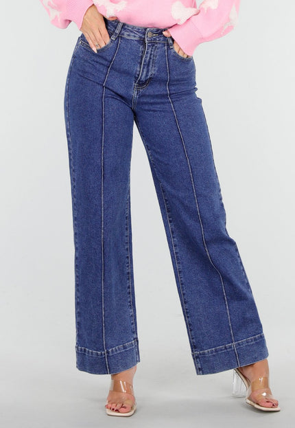 SALE30 Hoge Taille Jeans met Rechte Pijpen