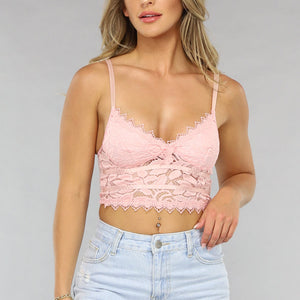 SALE30 Kanten Crop Top in Babyroze