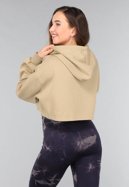 SALE30 Khaki Cropped Sweater met Capuchon