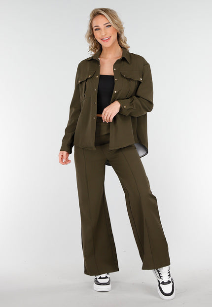SALE30 Khaki Two Piece Set met Rechte Broek
