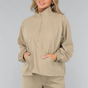 SALE30 Khaki Windbreaker Short Set