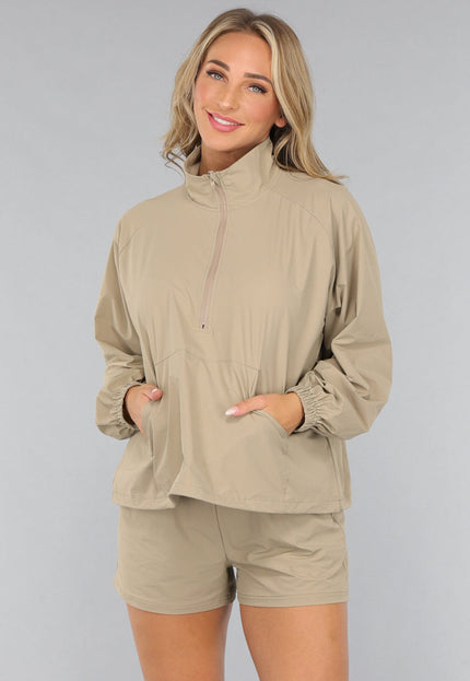 SALE30 Khaki Windbreaker Short Set