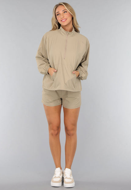SALE30 Khaki Windbreaker Short Set
