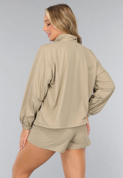 SALE30 Khaki Windbreaker Short Set